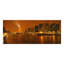 Pont Mirabeau Paris France Night Skyline Panorama Photo