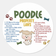 Poodle Property Laws 4 Round Stickers