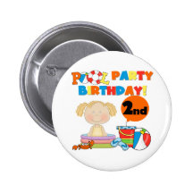 Pool Party 2nd Birthday Tshirts and Gifts Pins