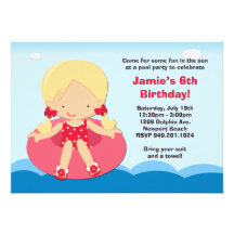 Pool Party Birthday Party Invitation
