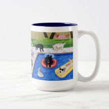 Pool Party Labradors Painting Coffee Mugs