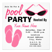 Pool Party - Retro Cat Eye Sunglasses & Flip Flops Personalised Announcement
