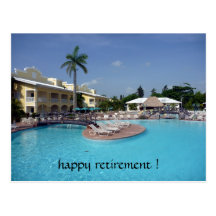 poolside retirement postcards