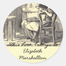 Poor Girl's Treasure Bookplate Round Sticker