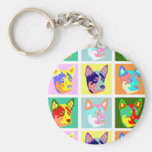 Pop Art Australian Cattle Dog Key Chains
