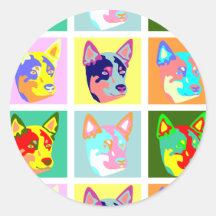 Pop Art Australian Cattle Dog Stickers
