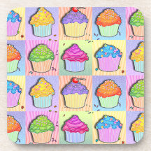 Pop Art CUPCAKES CORK COASTERS (SET OF 6)