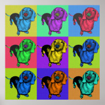 Pop Art Dachsund Doxie Panels Multi-Colour Popart Posters