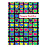Pop art  hearts Happy Birthday greeting card cards