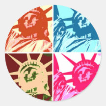 Pop Art Lady Liberty New York City Round Sticker