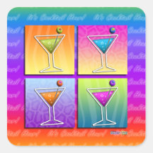 Pop Art MARTINIS STICKER (sq)