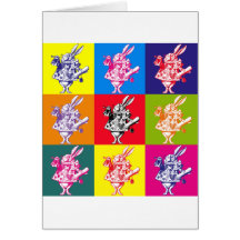 Pop Art White Rabbit Greeting Card