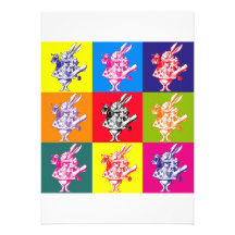 Pop Art White Rabbit Invitation