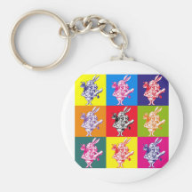 Pop Art White Rabbit Key Chain