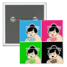Pop geisha pinback button
