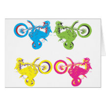 Pop Grungy Motocross Greeting Cards