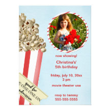 Popcorn Birthday Party Invitation