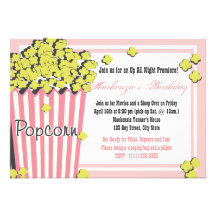 Popcorn Movie Sleepover Custom Announcements