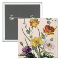 Poppies and Anemones Button
