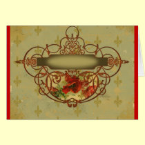 Poppies Fleur de Lis Victorian Style cards