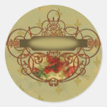 Poppies Fleur de Lis Victorian Style Sticker