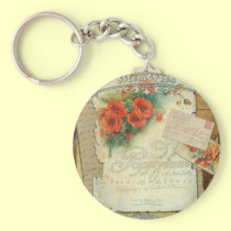 Poppies Memories and French Script keychains
