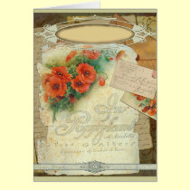 Poppy Antique Music Sheet Pastiche cards