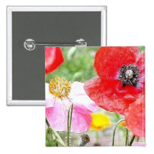 Poppy Field Pinback Button