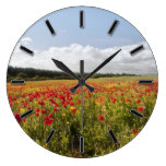 Poppy Fields floral wall clock