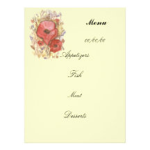 poppy  menu custom invitation