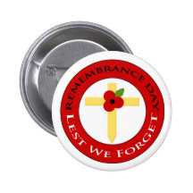 Poppy on cross - Badge Pinback Buttons
