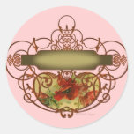 Poppy Scroll Banner Round Sticker