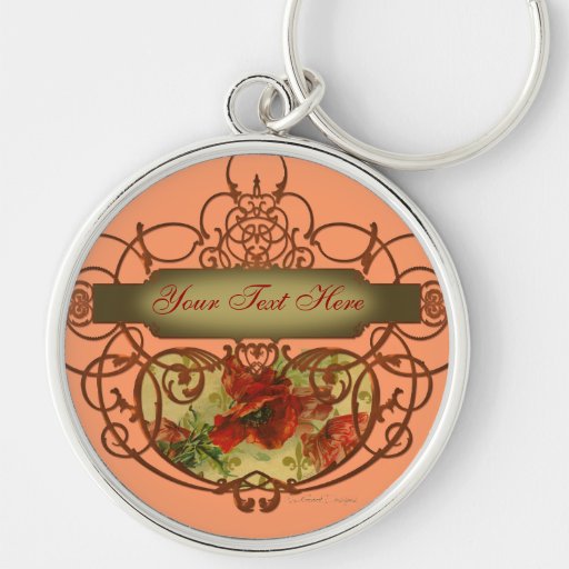 Poppy Scroll Victorian Style Key Chain