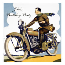 Popular motorbike Art Deco Invitation