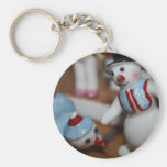 Porcelain Snowmen Key Chain