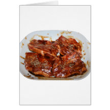 Pork Chops in White Dish Photograph Card