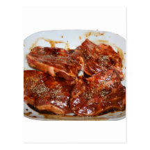 Pork Chops in White Dish Photograph Postcard
