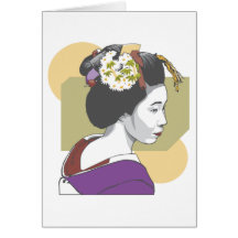 Portrait of a Japanese Woman Greeting Cards