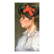 Portrait of a woman with red hairband by van Gogh Customised Photo Card