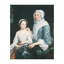 Portrait of an Elderly Lady and a Young Girl Gallery Wrap Canvas