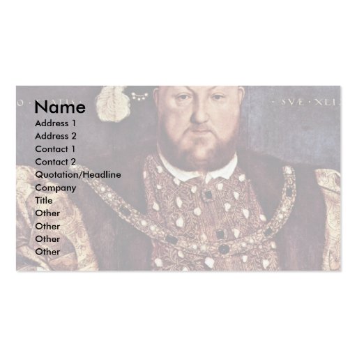 Portrait Of Henry Viii Of England Business Card Templates