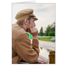 Portrait of soldier in retro style picture greeting cards