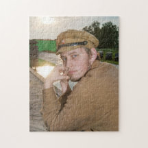 Portrait of soldier in retro style picture puzzles