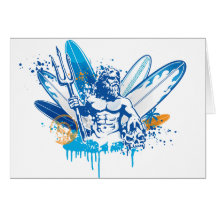 poseidon surfer greeting card