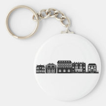 Posh smart row of buildings key chain