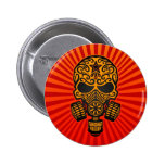 Post Apocalyptic Sugar Skull, red and yellow Pins