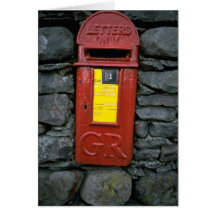 Postbox mounted on wall greeting card