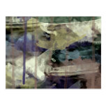 Postcard, Abstract Paint, Yellow Blue Green Brown