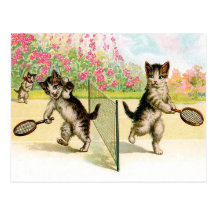 Postcard: Badminton Kittens Vintage Art