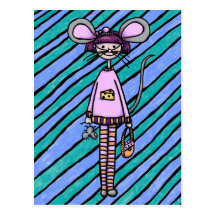 Postcard, Cute Mouse Girl